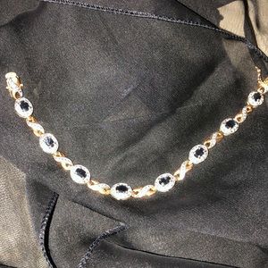 Sapphire and diamond lab created bracelet
